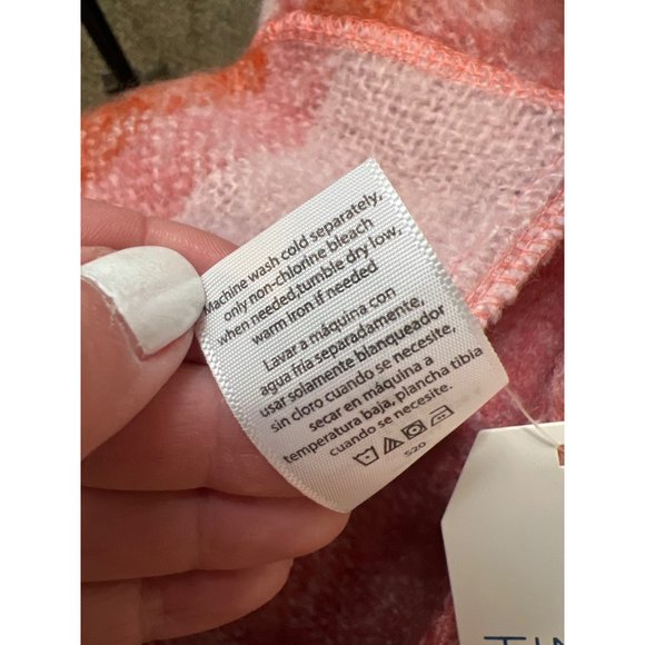 Time & Tru Women’s Alpine Poncho w/ Hood Pink Orange Purple Stripes Shawl Medium - Picture 6 of 7